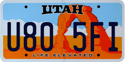 UT license plate U805FI