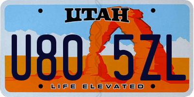 UT license plate U805ZL