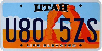 UT license plate U805ZS