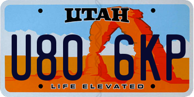 UT license plate U806KP