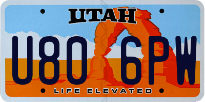 UT license plate U806PW