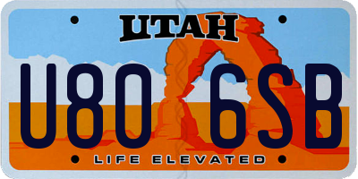 UT license plate U806SB