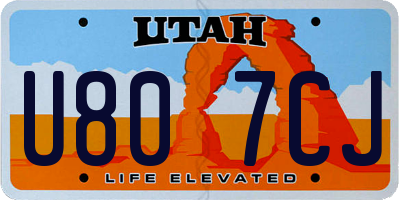 UT license plate U807CJ
