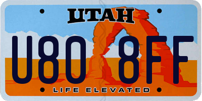 UT license plate U808FF