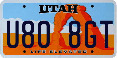 UT license plate U808GT