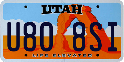 UT license plate U808SI