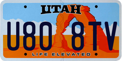 UT license plate U808TV