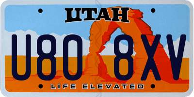 UT license plate U808XV