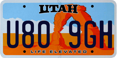 UT license plate U809GH