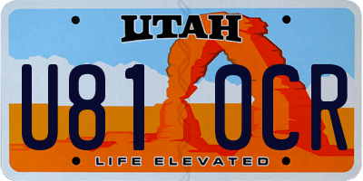 UT license plate U810CR