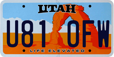 UT license plate U810FW