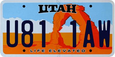 UT license plate U811AW