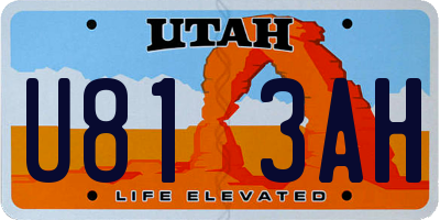 UT license plate U813AH