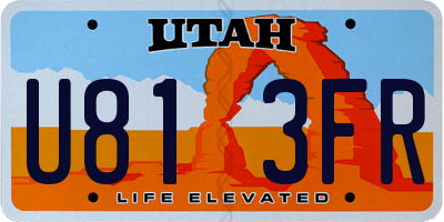 UT license plate U813FR