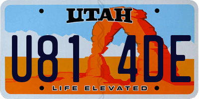 UT license plate U814DE