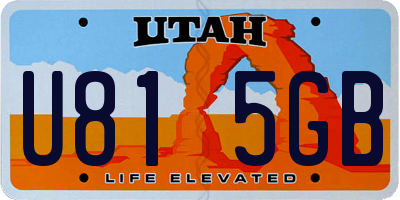 UT license plate U815GB