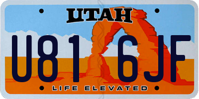 UT license plate U816JF