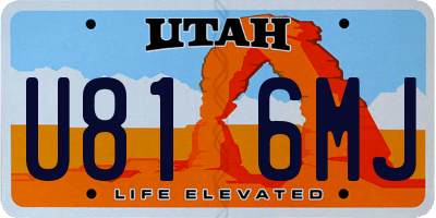 UT license plate U816MJ