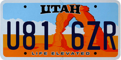 UT license plate U816ZR