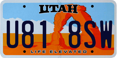 UT license plate U818SW