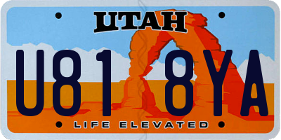UT license plate U818YA