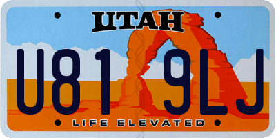 UT license plate U819LJ