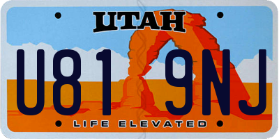UT license plate U819NJ