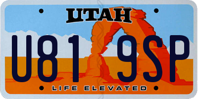 UT license plate U819SP