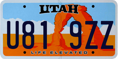 UT license plate U819ZZ