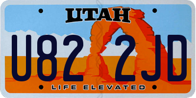 UT license plate U822JD