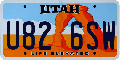 UT license plate U826SW