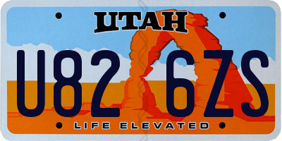 UT license plate U826ZS