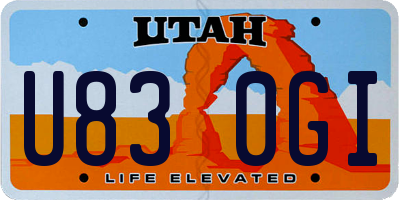 UT license plate U830GI
