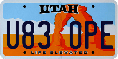 UT license plate U830PE