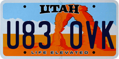 UT license plate U830VK