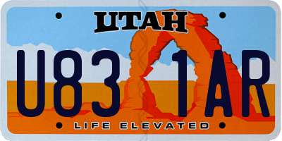 UT license plate U831AR