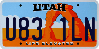 UT license plate U831LN