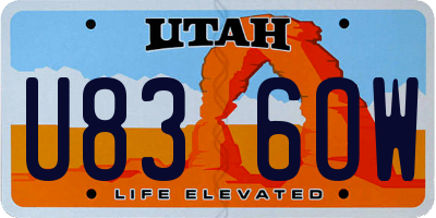 UT license plate U836OW