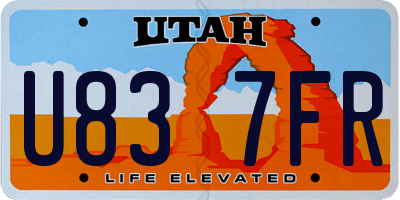 UT license plate U837FR
