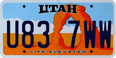 UT license plate U837WW