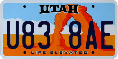 UT license plate U838AE