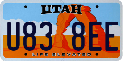UT license plate U838EE