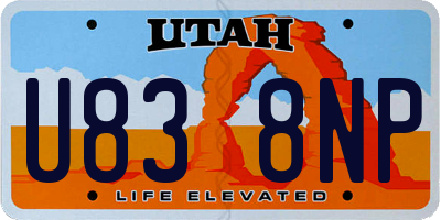 UT license plate U838NP