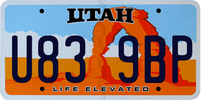 UT license plate U839BP