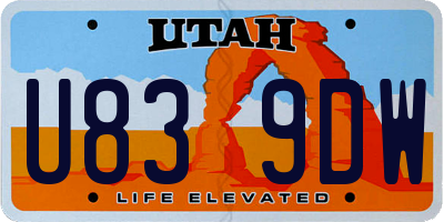 UT license plate U839DW