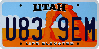 UT license plate U839EM