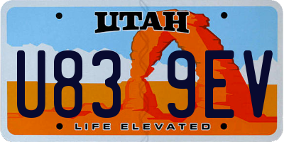 UT license plate U839EV