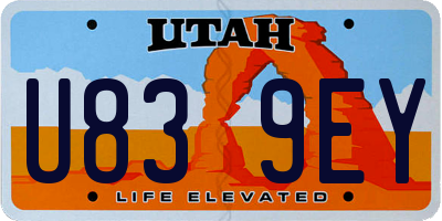 UT license plate U839EY