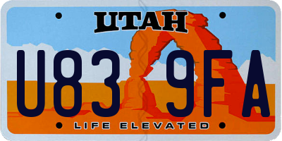 UT license plate U839FA