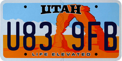 UT license plate U839FB